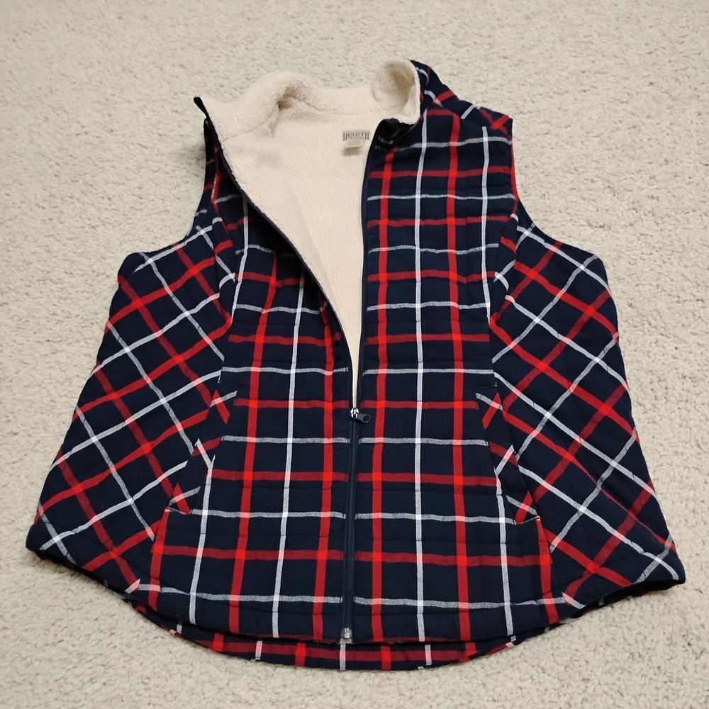 Duluth Trading Co Vest Mens 2XL Sherpa Lined Workwear Plaid Jacket Coat Hiking